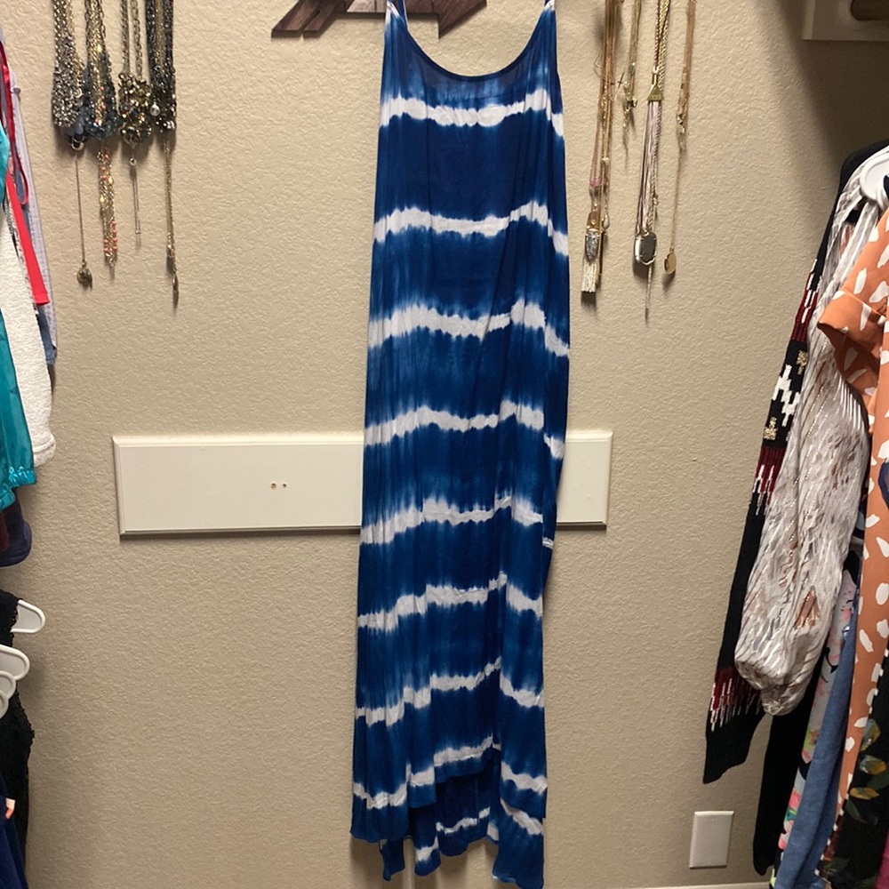 Blue tie dyed maxi dress